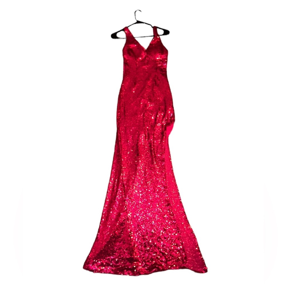 Pink prom dress with sequins